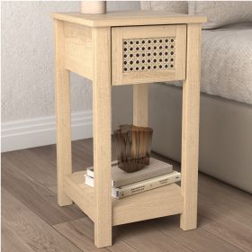 Stylish Design Compact Sized Bedside Table with Drawer - Oslo Oak