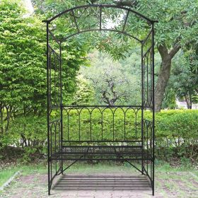 Metal Frame Bench with Arch - Black