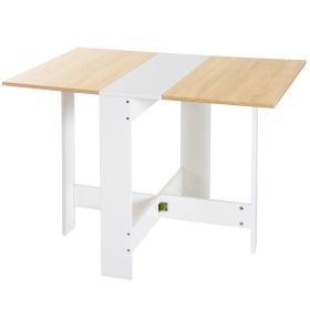Particle Board Wooden Folding Dining Table Writing Computer Desk PC Workstation Space Saving Home Office Oak & White