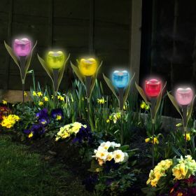 Solar Powered Garden Tulip Flower Shape LED Lights - 6 Colours