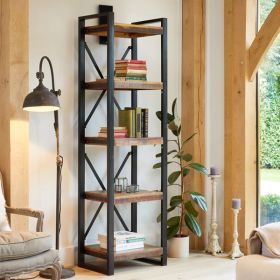 Laura Chic Reclaimed Wood Alcove Bookcase with Four Shelves - Natural Wood Tone
