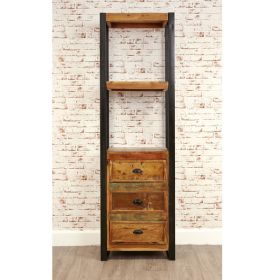 Laura Chic Reclaimed Wood Bookcase with with Three Drawers - Natural Wood