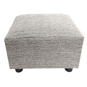 Silver Fleck Chenille Upholstered Footstool with Black Feet