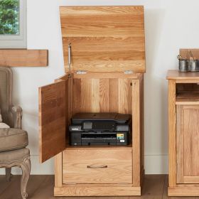 Harriet Contemporary Solid Oak Printer Cabinet with Drawer