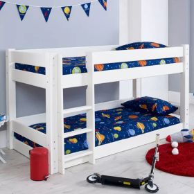 Scandinavia Solid Pine Low Kids Bunk Bed - White