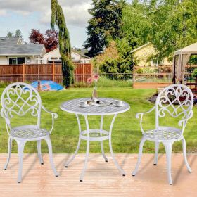 3PCs Garden Table Set Bistro Set Round Table and 2 Chairs for Outdoor Indoor Patio Balcony Aluminium