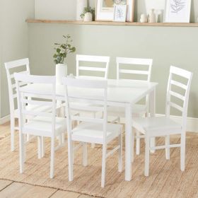 Cottesmore White Rectangle Dining Table Set with 6 Upton Chairs