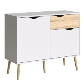 Oslo Sideboard - Small - 1 Drawer 2 Doors in White and Oak - White and Oak