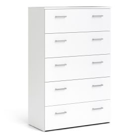 Space Chest of 5 Drawers in White - White