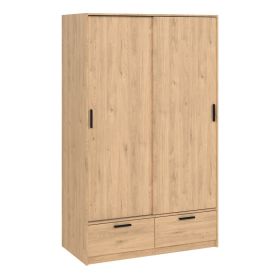 Line Wardrobe with 2 Doors + 2 Drawers in Jackson Hickory Oak