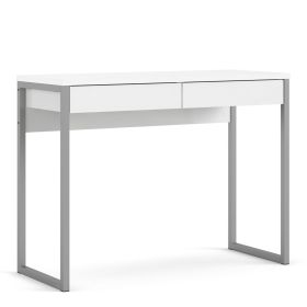 Function Plus Desk 2 Drawers in White High Gloss - White High Gloss