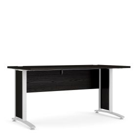 Prima Desk 150 cm in Black woodgrain with White legs - Black woodgrain/Matt White
