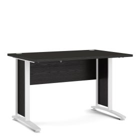 Prima Desk 120 cm in Black woodgrain with White legs - Black woodgrain/Matt White