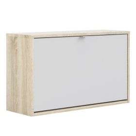 Shoe cabinet  w. 1 tilting door and 2 layers - Oak structure White