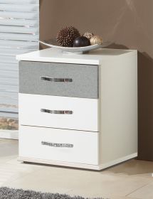 Dewi 3 Drawer Bedside Table - White and Grey