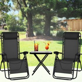 Light Weight Foldable Garden Zero Gravity Recliner Chair with Table - Black