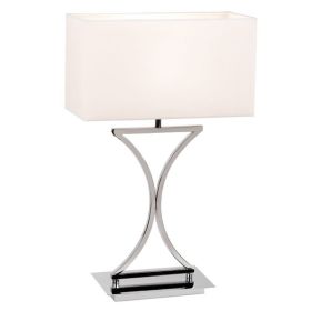 Omkash Chrome Table Lamp with White Square Shade