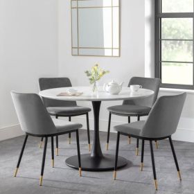 Delaunay Modern Design Grey Velvet With Black Legs Dining Chair - Grey