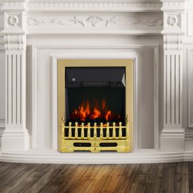 Vintage 2KW Electric Coal Flame Effect Fireplace - Gold
