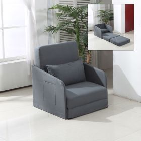 Suede Futon Sofa Bed Armchair & Pillow - Grey