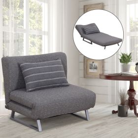 Folding Linen Futon Lounge Sofa Bed Chair - Grey