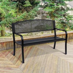  2 Seater Metal Garden Bench in Black