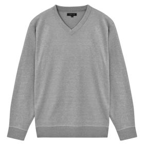 Men's Pullover Sweater V-Neck Grey XL