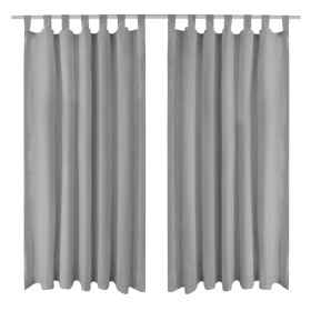 Micro-Satin Curtains 2 pcs with Loops 140x225 cm Grey