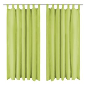 Micro-Satin Curtains 2 pcs with Loops 140x245 cm Green