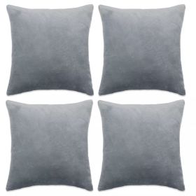 Cushion Covers 4 pcs Velour 40x40 cm Grey