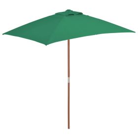 Outdoor Parasol with Wooden Pole 150x200 cm Green
