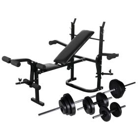 Weight Bench with Weight Rack Barbell and Dumbbell Set 30.5kg