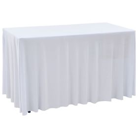 2 pcs Stretch Table Covers with Skirt 120x60.5x74 cm White