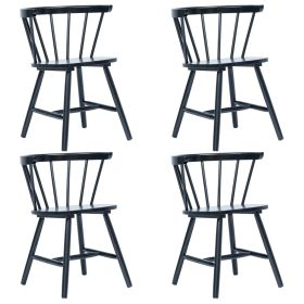 Dining Chairs 4 pcs Black Solid Rubber Wood