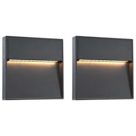 Outdoor LED Wall Lights 2 pcs 3 W Black Square