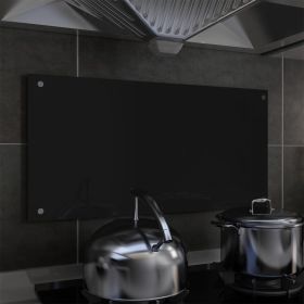 Kitchen Backsplash Black 80x40 cm Tempered Glass
