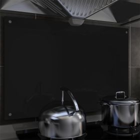 Kitchen Backsplash Black 90x60 cm Tempered Glass