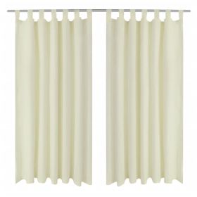 2 pcs Cream Micro-Satin Curtains with Loops 140 x 245 cm