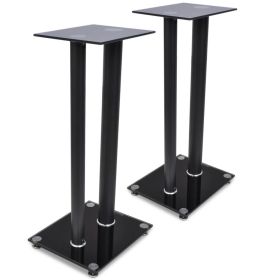 2 pcs Glass Speaker Stand (Each with 2 Black Pillars)