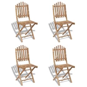 Foldable Outdoor Chairs Bamboo 4 pcs