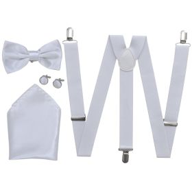 Men's Black Tie/Tuxedo Accessories Braces & Bow Tie Set White