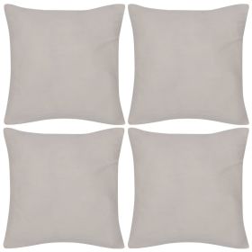 4 Beige Cushion Covers Cotton 50 x 50 cm