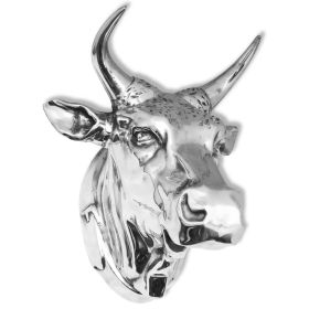 Cow Head Decoration Wall-Mounted Aluminium Silver