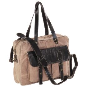 Hand Bag Brown 40x53 cm Canvas and Real Leather