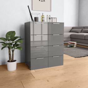 Sideboard High Gloss Grey 60x35x76 cm
