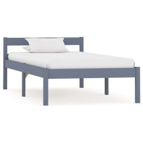 Bed Frame Grey Solid Pine Wood 100x200 cm