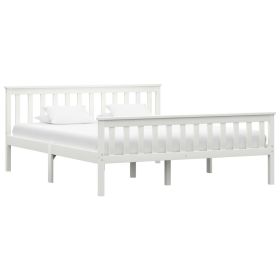 Bed Frame White Solid Pinewood 150 x 200 cm