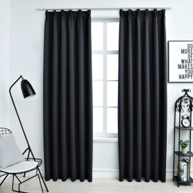 Blackout Curtains with Hooks 2 pcs Black 140x175 cm