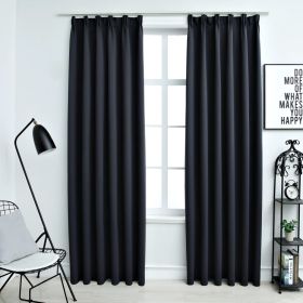 Blackout Curtains with Hooks 2 pcs Anthracite 140x225 cm