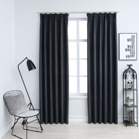 Blackout Curtains with Hooks 2 pcs Anthracite 140x175 cm